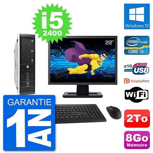 PC HP 8300 SFF Ecran 22" Intel i5-2400 RAM 8Go Disque Dur 2To Windows 10 Wifi · Occasion