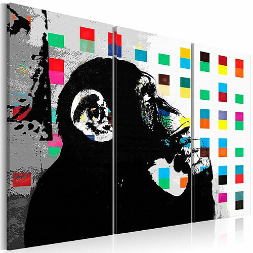 Paris Prix Tableau Imprimé The Thinker Monkey - Banksy 80 x 120 cm