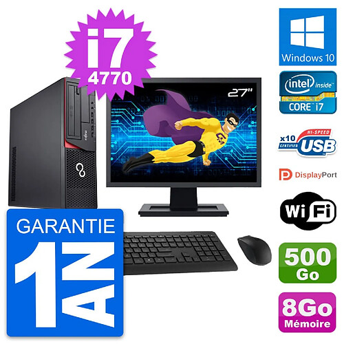 PC Fujitsu E920 DT Ecran 27" Intel i7-4770 RAM 8Go Disque 500Go Windows 10 Wifi · Occasion