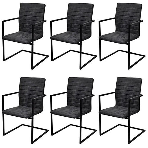 vidaXL Chaises à manger cantilever lot de 6 noir similicuir