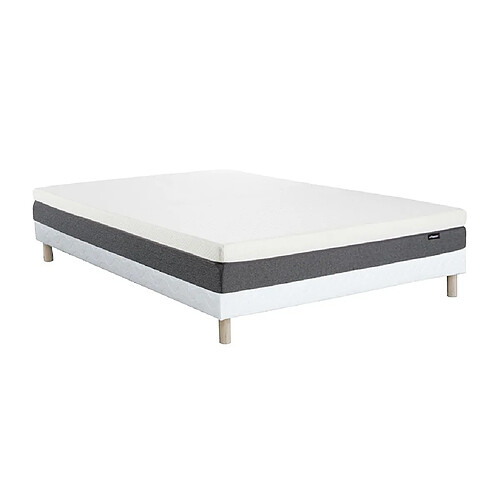 Vente-Unique Ensemble 160 x 200 cm sommier tapissier + matelas mousse HD 7 zones et accueil mémoire de forme déhoussable ép.25cm - RIAU de YSMÉE