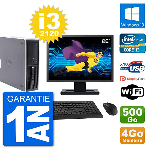 PC HP Compaq Pro 6300 SFF Ecran 22" i3-2120 RAM 4Go Disque 500Go Windows 10 Wifi · Occasion