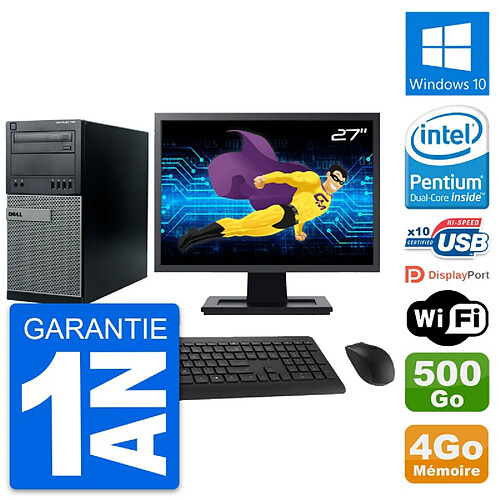 PC Tour Dell 790 MT Ecran 27" Intel G630 RAM 4Go Disque 500Go Windows 10 Wifi · Occasion