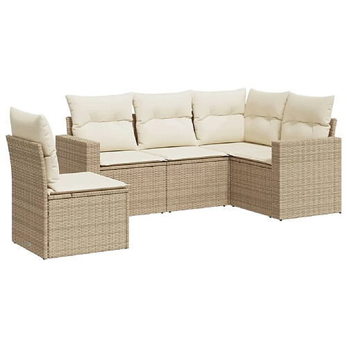 Maison Chic Salon de jardin avec coussins 5 pcs | Ensemble de Table et chaises | Mobilier d'Extérieur beige résine tressée -GKD71550