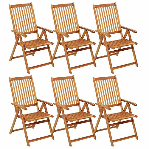 Maison Chic Lot de 6 Chaises pliables de jardin avec coussins - Fauteuil d'extérieur Bois d'acacia -MN98614