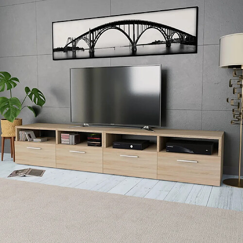 Maison Chic Meuble TV scandinave 2 pcs - Banc TV pour salon Aggloméré 95 x 35 x 36 cm Chêne -MN63528