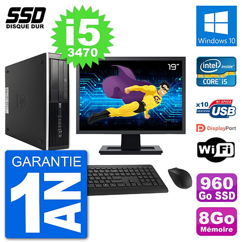 PC HP 8300 Elite SFF Ecran 19" Intel i5-3470 RAM 8Go SSD 960Go Windows 10 Wifi · Occasion