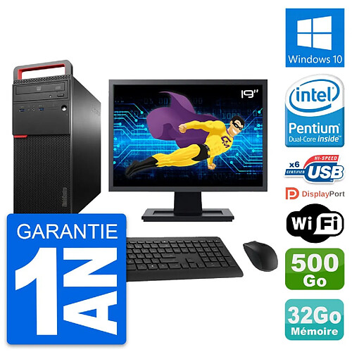 PC Tour Lenovo M700 Ecran 19" Intel G4400 RAM 32Go Disque 500Go Windows 10 Wifi · Occasion