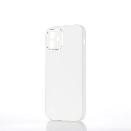 WE Coque de protection GLASS APPLE IPHONE 12 Blanc: Effet vernis contour mat anti-chocs anti-rayures - rigide