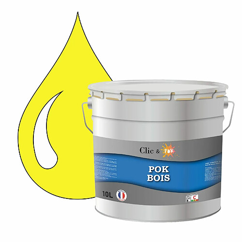 Pok Peinture de Finition Solvantée Laque Semi-Brillante Boiseries Intérieures et Extérieures - 10L - RAL 1018 - Jaune Zinc