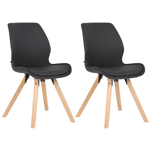 Decoshop26 Lot de 2 chaises de salle à manger en synthétique noir style scandinave pieds bois CDS101135