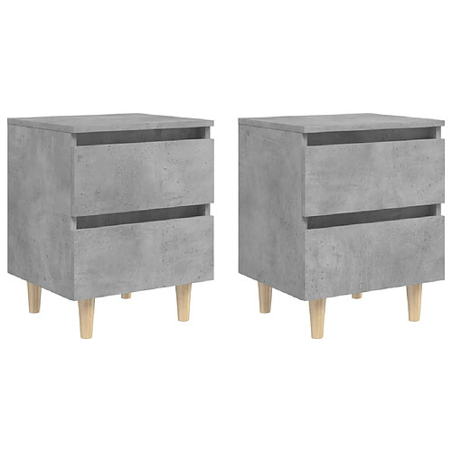 Maison Chic Lot de 2 Tables de chevet,Table de nuit,Table d'appoint pour salon pieds en pin - Gris béton 40x35x50 cm -MN99642