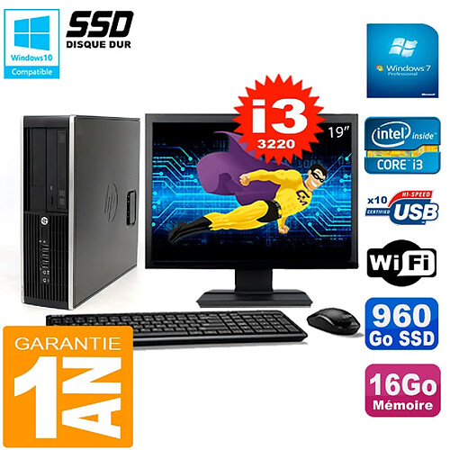 PC HP Compaq 8300 SFF Ecran 19" Core I3-3220 RAM 16Go Disque 960 Go SSD Wifi W7 · Occasion