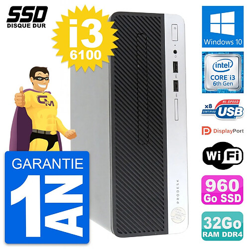 PC HP ProDesk 400 G4 SFF Intel Core i3-6100 RAM 32Go SSD 960Go Windows 10 Wifi · Occasion