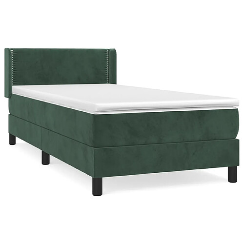 Maison Chic Lit adulte- Lit + matelas,Sommier à lattes de lit avec matelas Vert foncé 100x200 cm -GKD80232