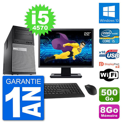 PC Tour Dell 9020 Ecran 22" Intel i5-4570 RAM 8Go Disque 500Go Windows 10 Wifi · Occasion