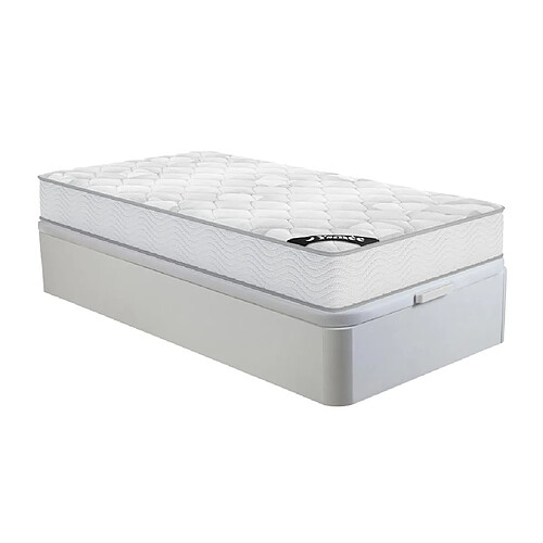 Vente-Unique Ensemble 90 x 190 cm sommier coffre blanc + matelas ressorts ensachés ép.20cm - SONGE de YSMÉE