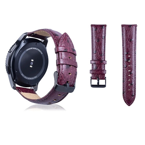 Wewoo Bande de montre-bracelet en cuir véritable pour Samsung Gear S3 22mm Vin Rouge