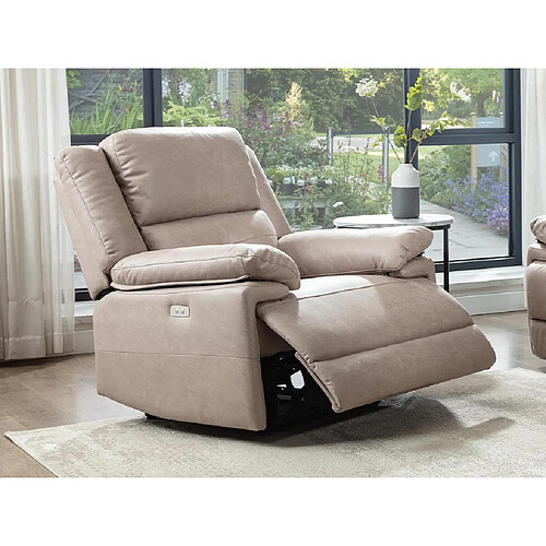 Vente-Unique Fauteuil relax électrique en tissu taupe DOLENE