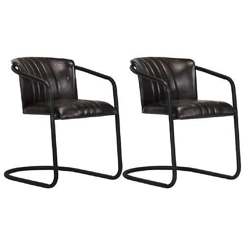 vidaXL Chaises à manger lot de 2 noir cuir véritable