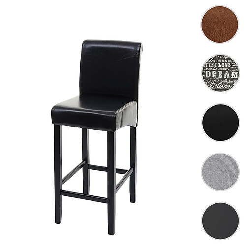 Mendler Tabouret de bar HWC-C33, tabouret de comptoir, bois ~ brun, pieds foncés, cuir