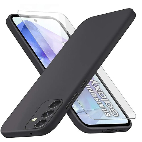 Coque Pour Samsung Galaxy A55 5G Silicone Noir + Verre Trempe Little Boutik©