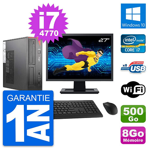 PC Fujitsu E520 DT Ecran 27" Intel i7-4770 RAM 8Go Disque 500Go Windows 10 Wifi · Occasion