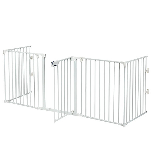 Decoshop26 Barrière de sécurité pour enfant/animaux 290 x 74 cm 5 panneaux protection cheminée utilisation murale ou autoportante blanc 20_0000246