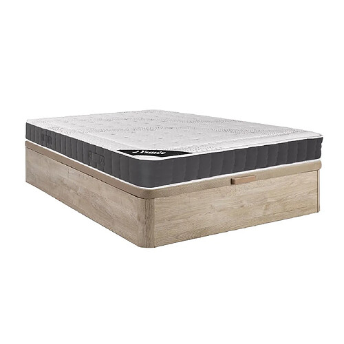 Vente-Unique Ensemble 160 x 200 cm sommier coffre naturel clair + matelas ressorts ensachés accueil mémoire de forme ép.27cm - ATLANTIDE de YSMÉE