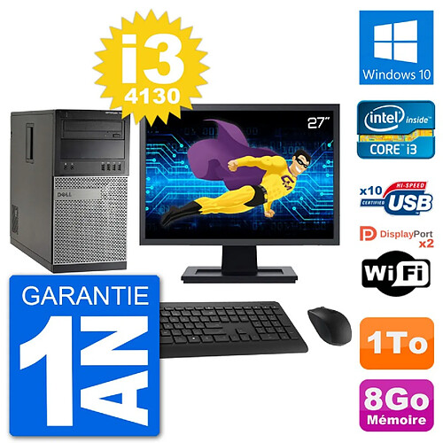 PC Tour Dell 7020 Ecran 27" Intel i3-4130 RAM 8Go Disque 1To Windows 10 Wifi · Occasion