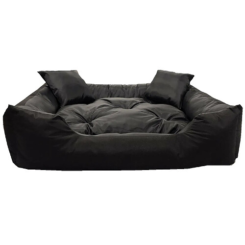 Lit pour chien et chat avec coussin Ecco Nylon imperméable lavable Dimensions intérieures : 115x90 / Dimensions extérieures : 130x105cm, Noir