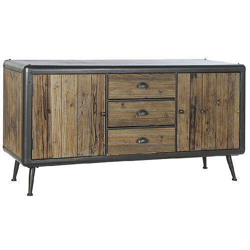 Pegane Buffet meuble de rangement en sapin et métal coloris naturel - Longueur 144 x Hauteur 75 x Profondeur 45 cm