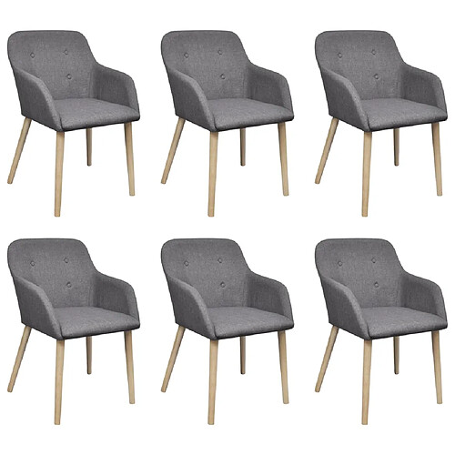 vidaXL Chaises à manger lot de 6 gris clair tissu et chêne massif