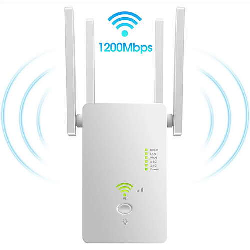 1200Mbps Wifi Répéteur 802.11 AP Router Extender Signal Booster Range Blanc