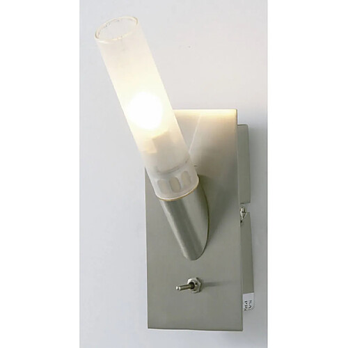 Luminaire Center Applique murale Sona 1 Ampoule avec interrupteur chrome satiné/verre dépoli