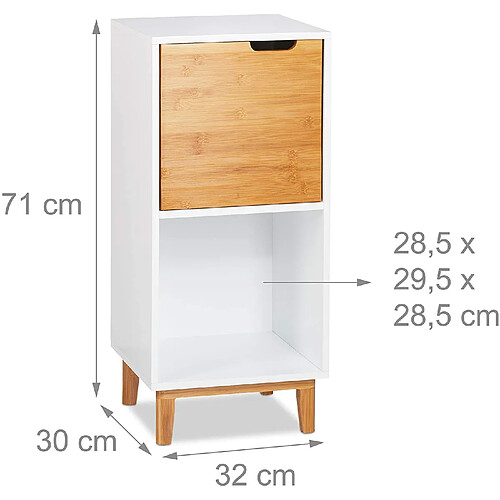 Helloshop26 Étagère armoire salle de bain sur pieds bambou 71 cm naturel et blanc 13_0001205