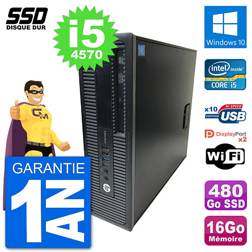 PC HP EliteDesk 800 G1 Core i5-4570 RAM 16Go SSD 480Go Windows 10 Wifi · Occasion