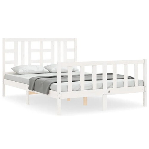 Maison Chic Cadre/structure de lit avec tête de lit pour adulte - Lit Moderne Chambre blanc King Size bois massif -MN97973