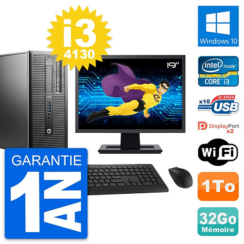 PC Tour HP ProDesk 600 G1 Ecran 19" i3-4130 RAM 32Go Disque 1To Windows 10 Wifi · Occasion