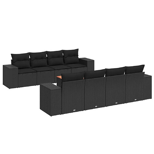 Maison Chic Salon de jardin 9 pcs avec coussins | Ensemble de Table et chaises | Mobilier d'Extérieur noir résine tressée -GKD14318