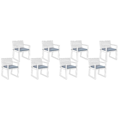 Beliani Lot de 8 coussins bleus pour chaises SASSARI