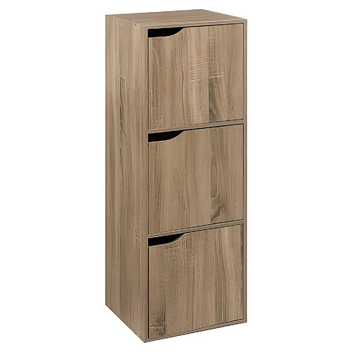 Pegane Etagère avec 3 cases en bois coloris naturel - longueur 34,20 x profondeur 32 x hauteur 105 cm