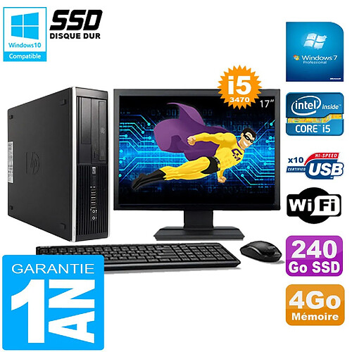 PC HP Compaq Pro 6300 SFF I5-3470 4Go 240Go SSD Graveur DVD Wifi W7 Ecran 17" · Occasion