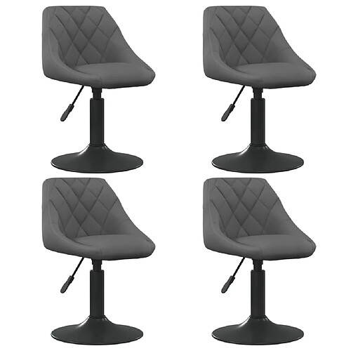 vidaXL Chaises pivotantes à manger lot de 4 gris foncé velours