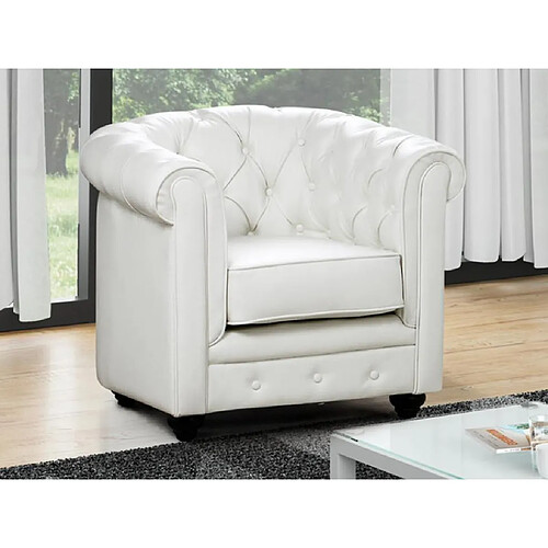 Vente-Unique Fauteuil en simili CHESTERFIELD - Blanc