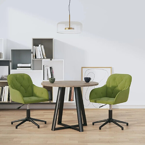 vidaXL Chaises pivotantes à manger lot de 2 Vert clair Velours