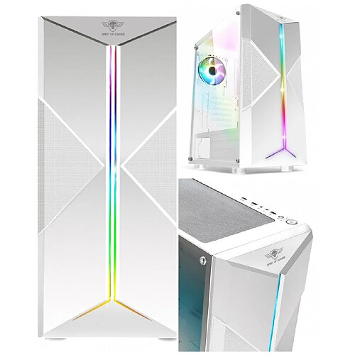 BOITIER PC GAMER blanc CLONE3 ARGB EDITION RGB 2 ventilateurs 6 BAIES inclus SPIRIT OF GAMER TOUR D’ORDINATEUR GAMER