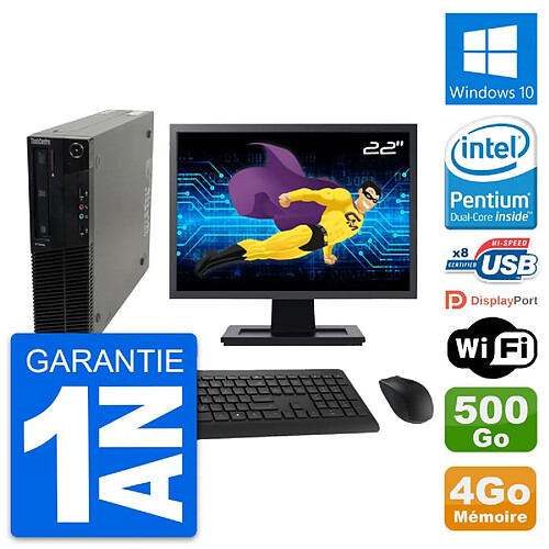 PC Lenovo M82 SFF Ecran 22" Intel G630 RAM 4Go Disque Dur 500Go Windows 10 Wifi · Occasion