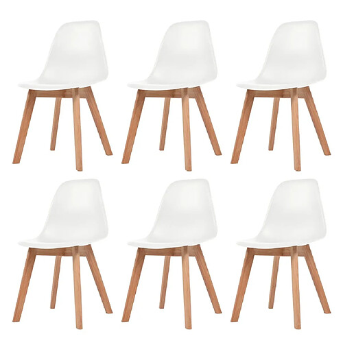 Maison Chic Lot de 6 Chaises à manger,Chaise pour cuisine Blanc Plastique -MN82941