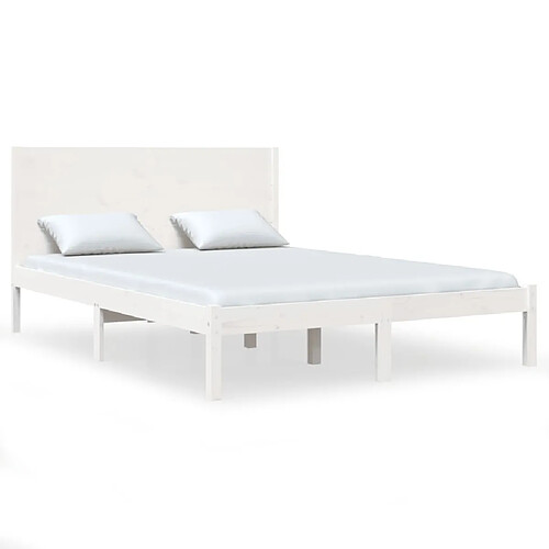 Maison Chic Lit Moderne Chambre - Cadre/structure de lit pour adulte Blanc Bois massif 120x190 cm Petit Double -MN46886